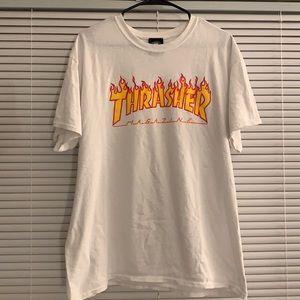 Thrasher Flame Logo White T-Shirt